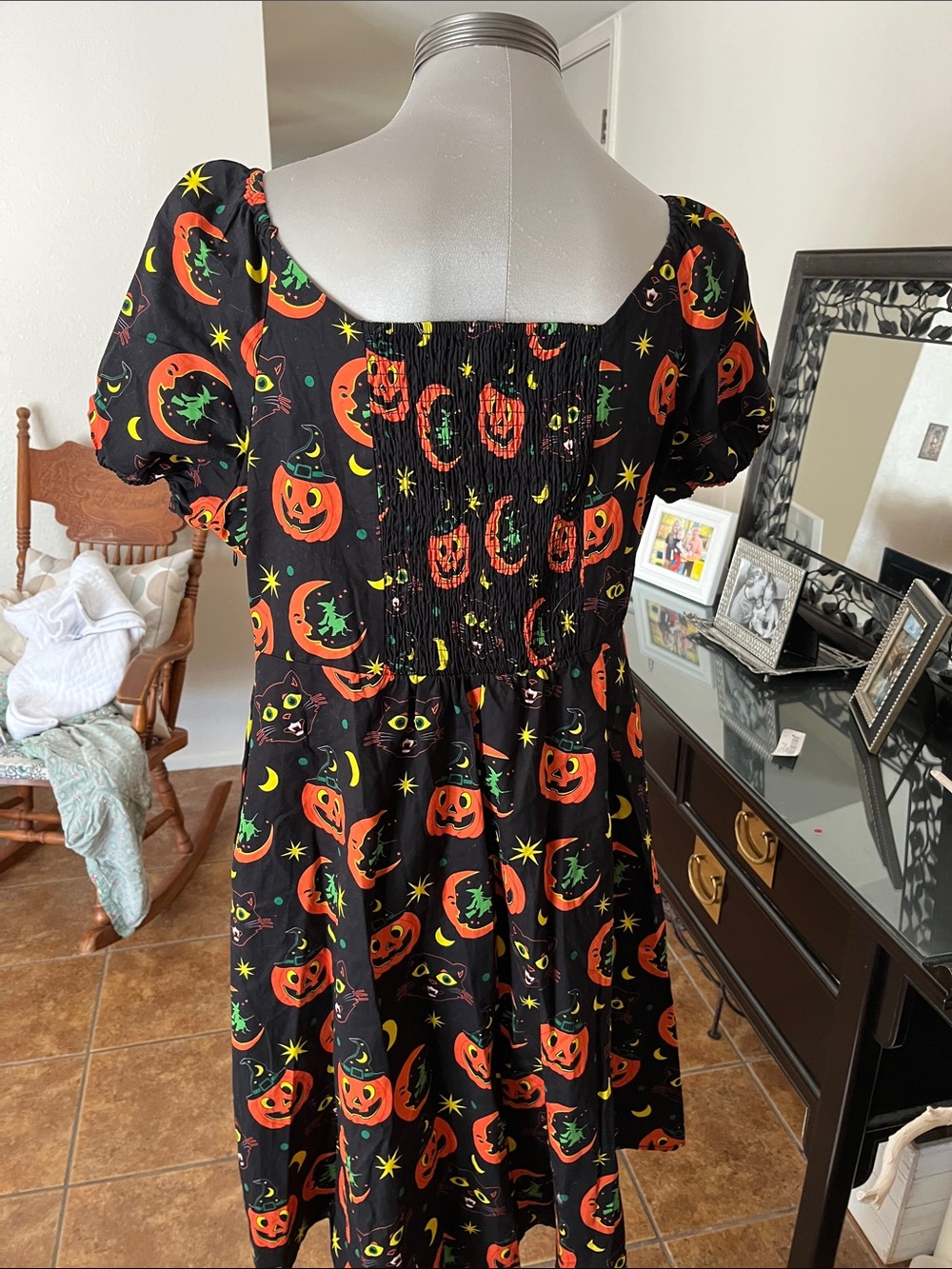 Halloween Pumpkin Tie-Front Dress - Black & Orange - Picture 3 of 5